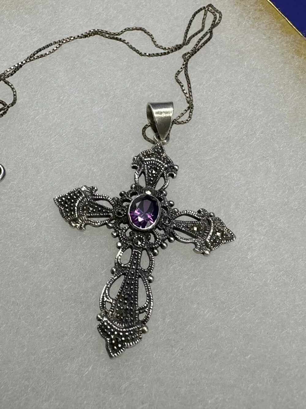 Charles Winston 925 Art Deco Revival Cross Pendant